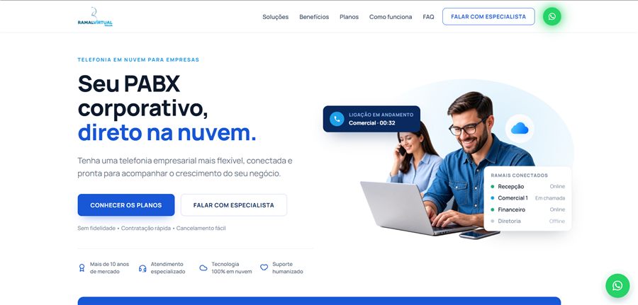 Print do site Ramal Virtual